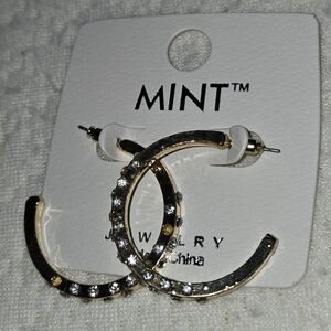 Gold Crystal Hoop Earrings
